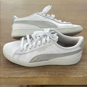 Puma White soft foam Sneakers with Silver Accents